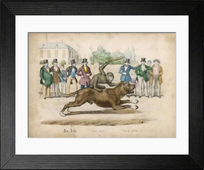 Framed Print : Monkey Rides a Dog / 1845 Framed Print : Monkey Rides a Dog / 1845