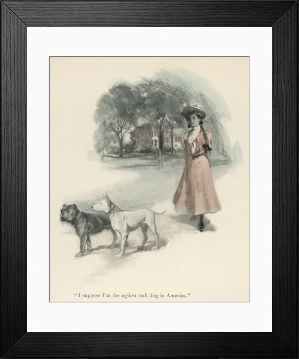 Framed Print : Girl and Two Dogs Framed Print : Girl and Two Dogs