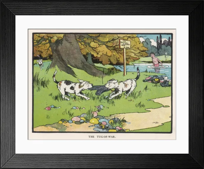 Framed Print : Puppies Tug of War Framed Print : Puppies Tug of War