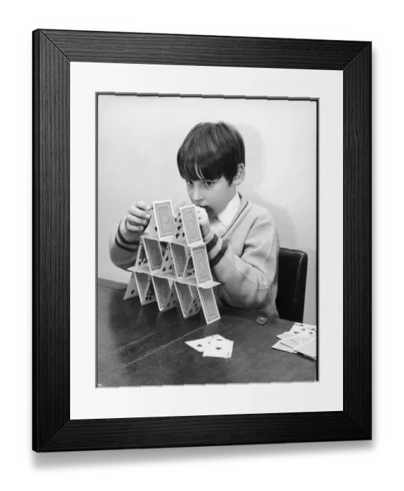 Framed Print : Boy / Card House Framed Print : Boy / Card House