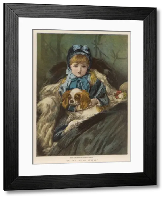 Framed Print : Girl with K C Spaniel Framed Print : Girl with K C Spaniel