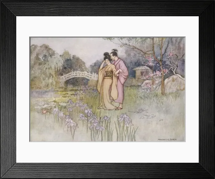 Framed Print : Couple in Garden 1910 Framed Print : Couple in Garden 1910