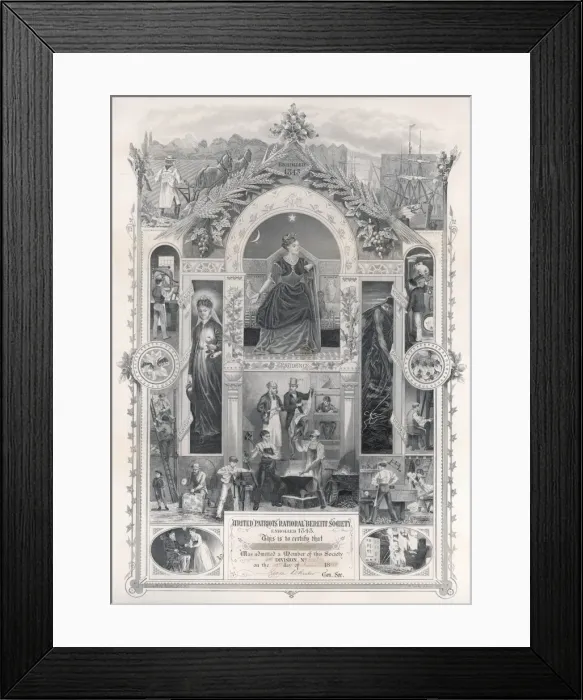 Framed Print : Benefit Soc. Certificate Framed Print : Benefit Soc. Certificate
