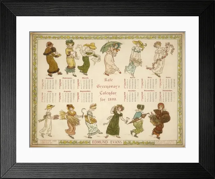 Framed Print : Greenaway Calendar 1899 Framed Print : Greenaway Calendar 1899