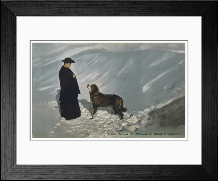 Framed Print : Priest and St Bernard Framed Print : Priest and St Bernard