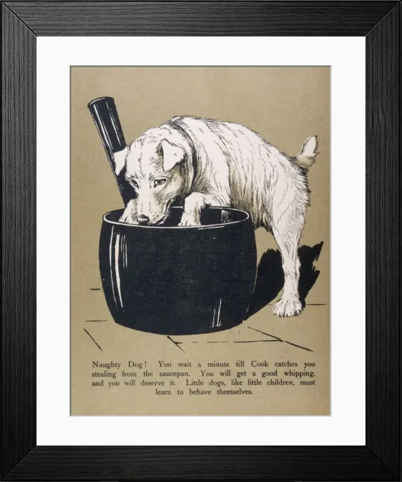 Framed Print : Dog and Saucepan Framed Print : Dog and Saucepan