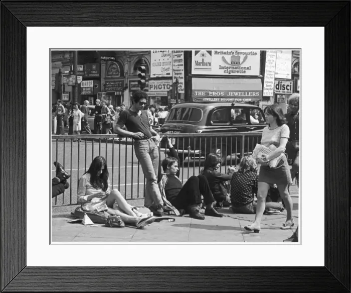 Framed Print : Hippies at Piccadilly Framed Print : Hippies at Piccadilly