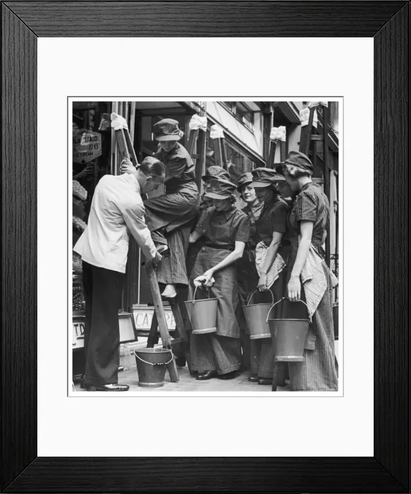 Framed Print : Window Cleaning Girls Framed Print : Window Cleaning Girls