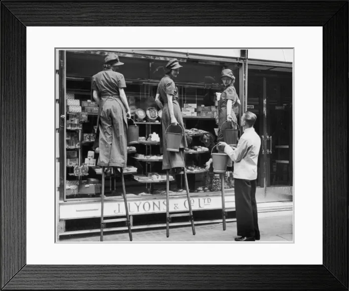 Framed Print : Women Window Cleaners Framed Print : Women Window Cleaners
