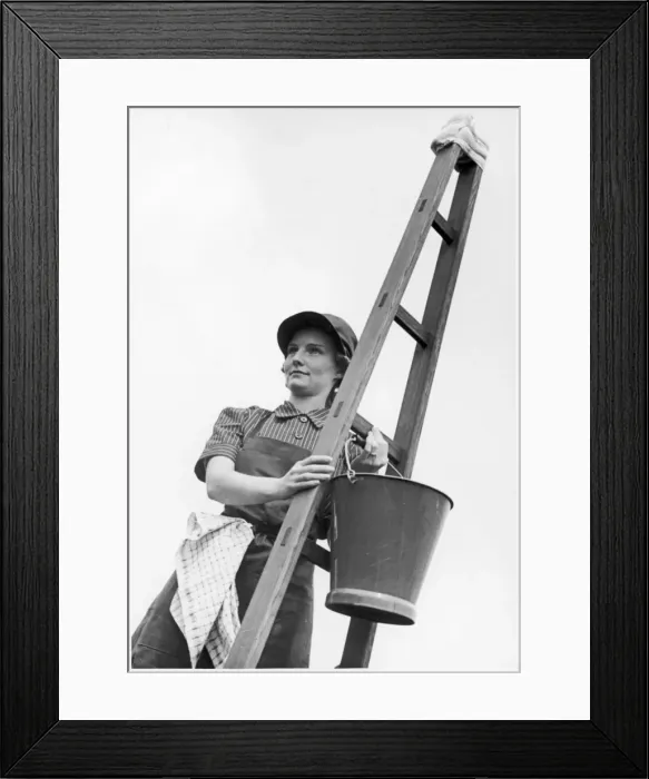 Framed Print : Window Cleaning Girl Framed Print : Window Cleaning Girl