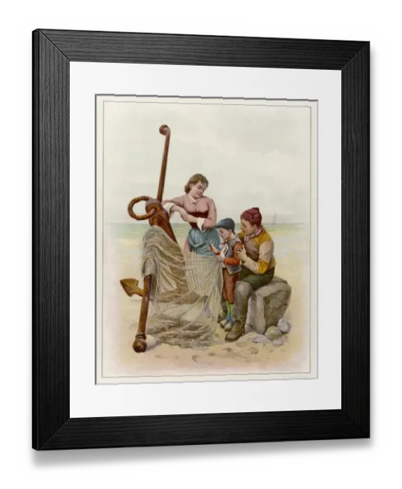 Framed Print : Boy Mends Fishing Net Framed Print : Boy Mends Fishing Net