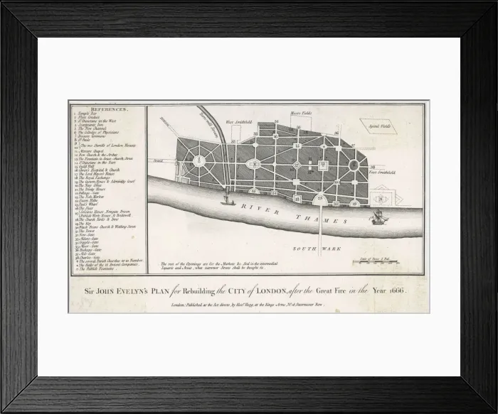 Framed Print : Evelyns Plan for London Framed Print : Evelyns Plan for London