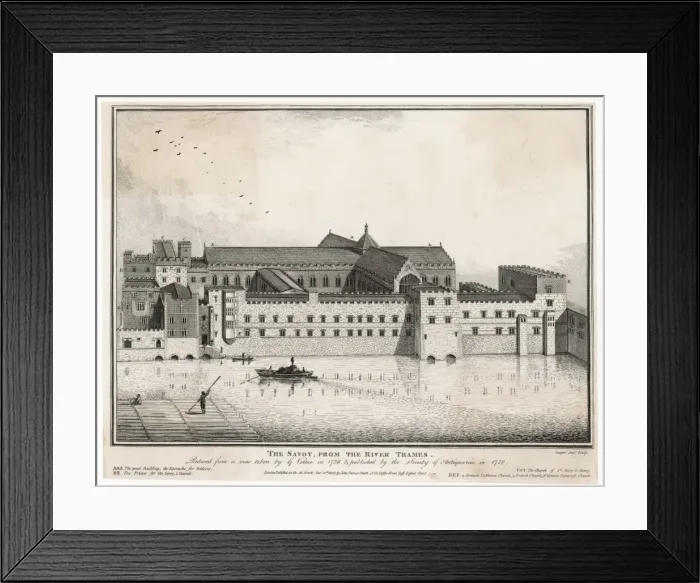 Framed Print : Savoy Palace from Thames Framed Print : Savoy Palace from Thames