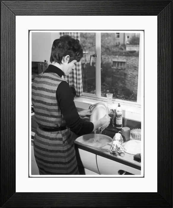 Framed Print : Washing Dishes / 1960S Framed Print : Washing Dishes / 1960S