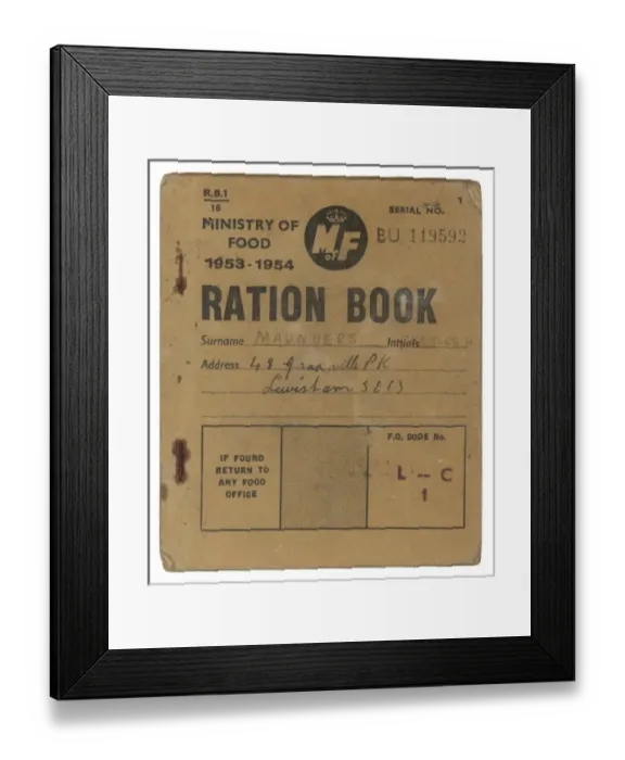 Framed Print : RATION BOOK 1953 - 1954 Framed Print : RATION BOOK 1953 - 1954