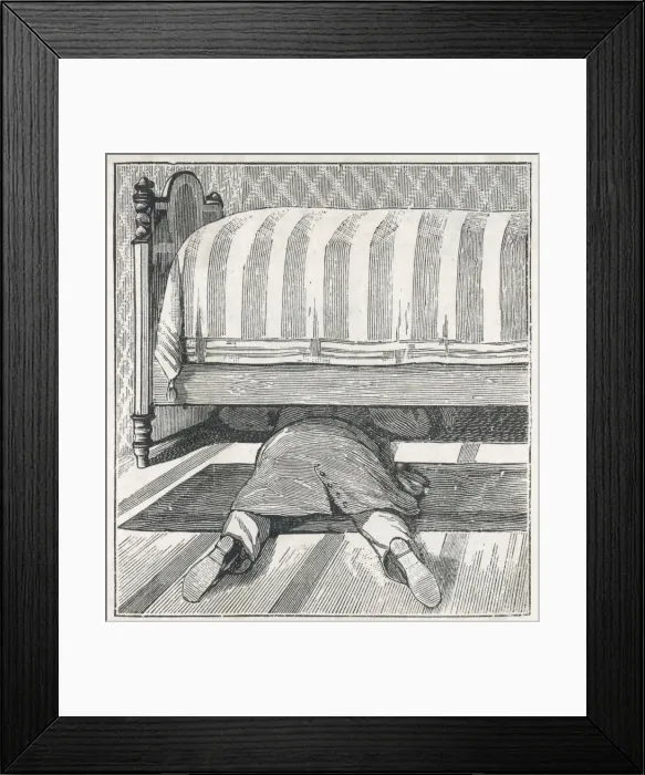 Framed Print : Searching under Bed Framed Print : Searching under Bed