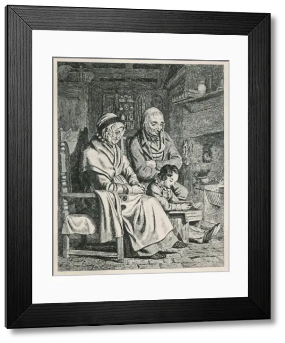 Framed Print : Old Couple / Youth Reading Framed Print : Old Couple / Youth Reading