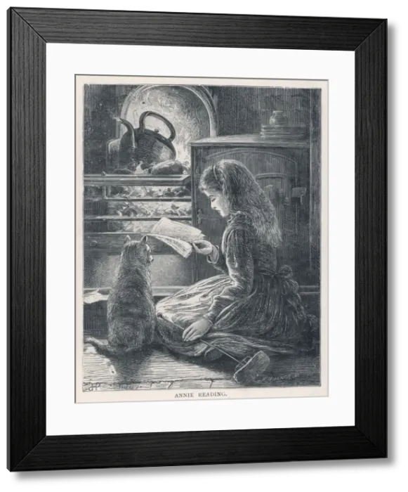 Framed Print : Girl Reading by Stove Framed Print : Girl Reading by Stove