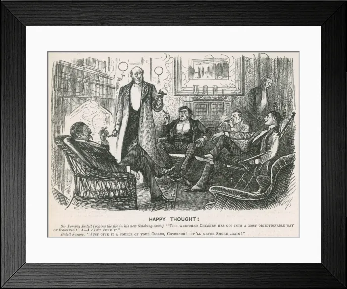 Framed Print : Smokey Fireplace / Cartoon Framed Print : Smokey Fireplace / Cartoon