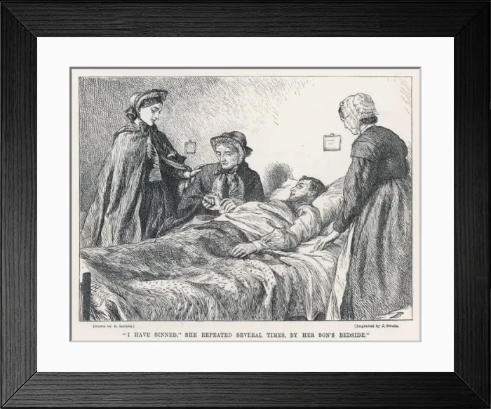 Framed Print : Mother by Sick Sons Bed Framed Print : Mother by Sick Sons Bed