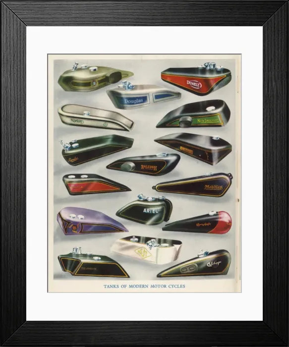 Framed Print : Motor Cycle Tanks 1 Framed Print : Motor Cycle Tanks 1
