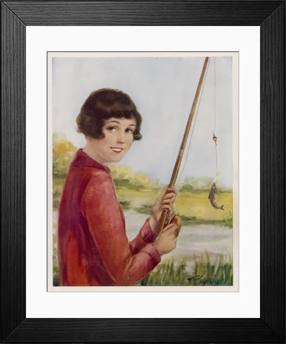 Framed Print : Girl Catches Fish Framed Print : Girl Catches Fish