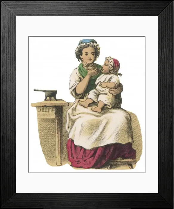 Framed Print : Mother Feeding Baby 19C Framed Print : Mother Feeding Baby 19C