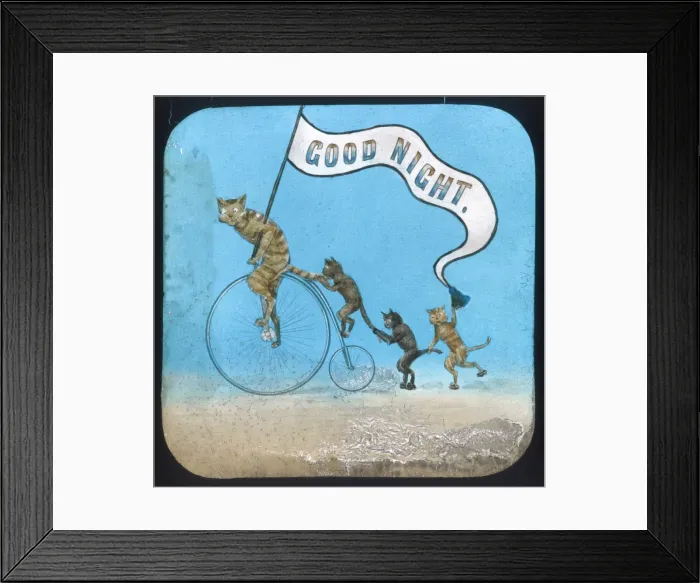 Framed Print : Cycling Cats Good Night Framed Print : Cycling Cats Good Night