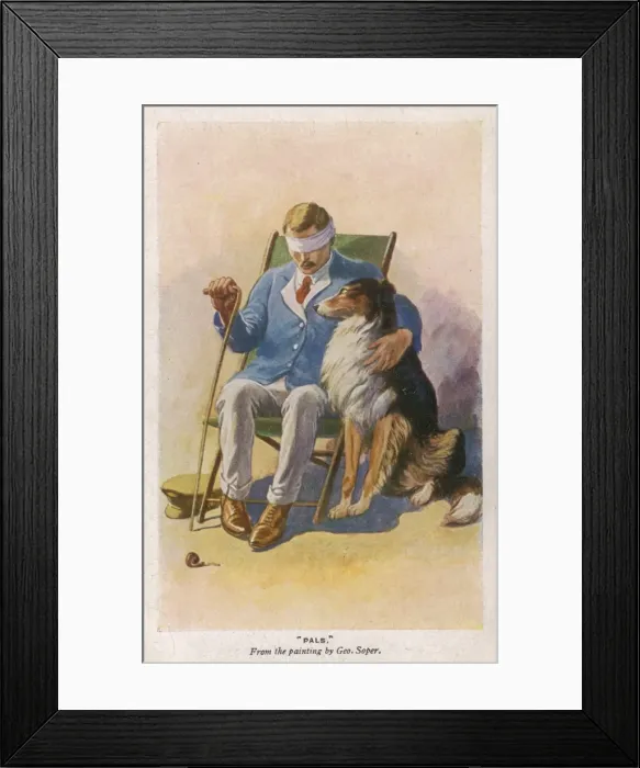 Framed Print : Blinded Soldier and Dog Framed Print : Blinded Soldier and Dog