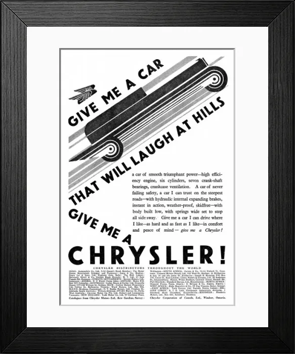 Framed Print : Chrysler Advert 1929 - 3 Framed Print : Chrysler Advert 1929 - 3