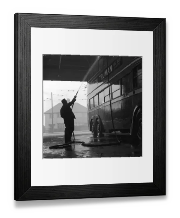 Framed Print : Washing a Bus Framed Print : Washing a Bus