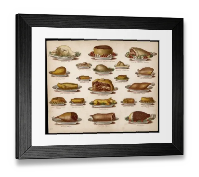 Framed Print : Beeton Meat Dishes, 1865 Framed Print : Beeton Meat Dishes, 1865