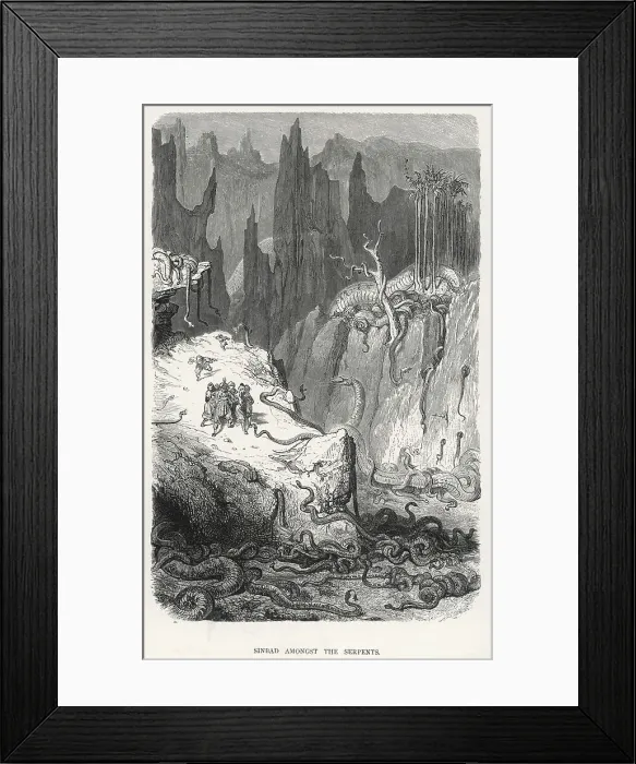 Framed Print : Sinbad and Serpents(Dore Framed Print : Sinbad and Serpents(Dore