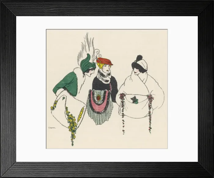 Framed Print : 3 Fur Muffs with Roses Framed Print : 3 Fur Muffs with Roses