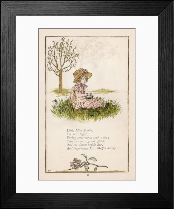 Framed Print : Miss Muffet (Greenaway) Framed Print : Miss Muffet (Greenaway)