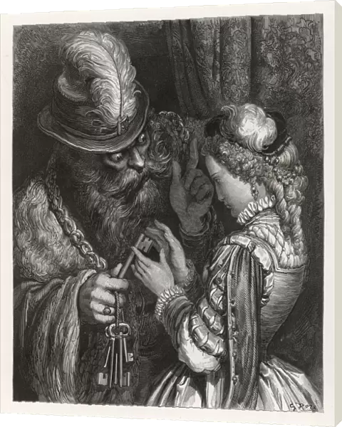 Bluebeard warns her about the key to the room she is forbidden to enter