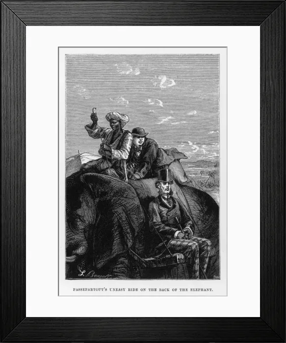 Framed Print : Verne / 80 Days / Elephant Framed Print : Verne / 80 Days / Elephant