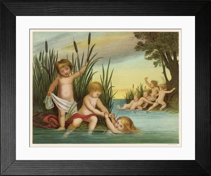 Framed Print : Mermaid and Children Framed Print : Mermaid and Children