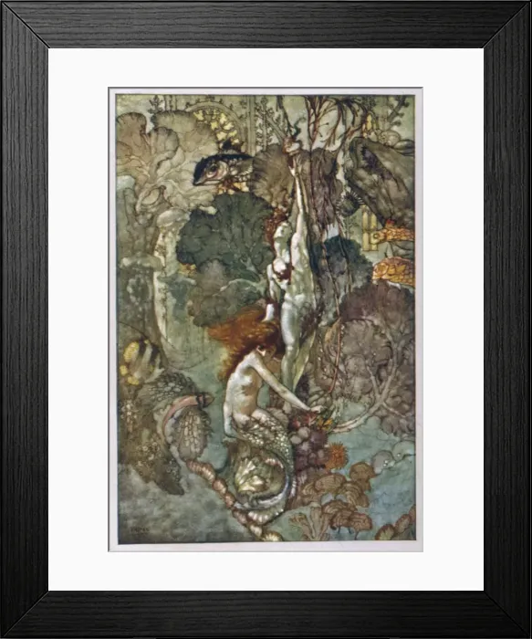 Framed Print : Mermaid and Statue Framed Print : Mermaid and Statue