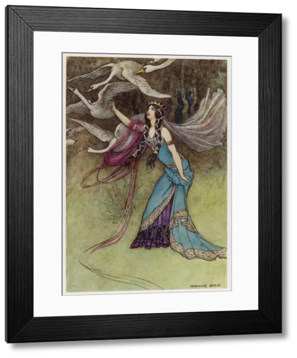 Framed Print : The Six Swans Goble Framed Print : The Six Swans Goble