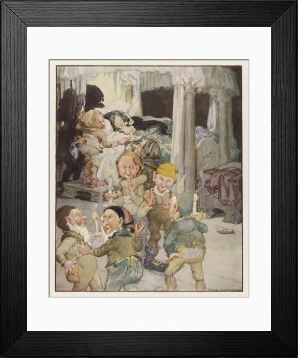 Framed Print : Snow White with Dwarfs Framed Print : Snow White with Dwarfs