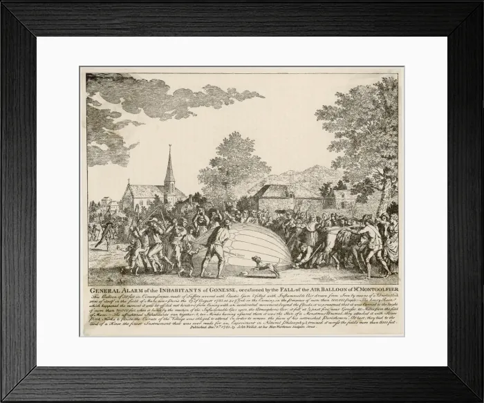 Framed Print : Balloon Attacked / 1783 Framed Print : Balloon Attacked / 1783