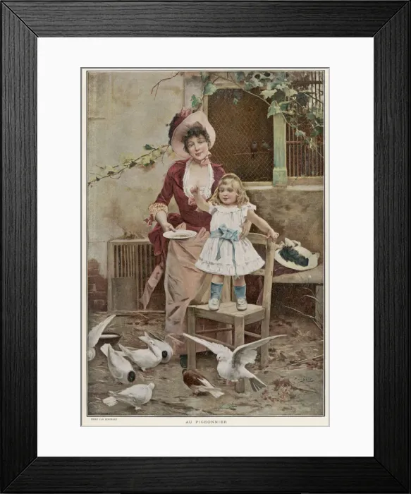 Framed Print : Feeding Pigeons / 1891 Framed Print : Feeding Pigeons / 1891
