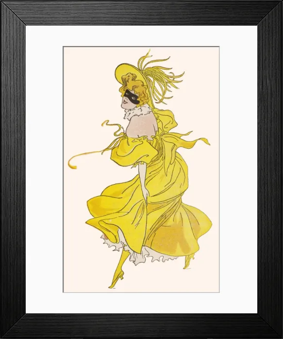 Framed Print : Yellow Dress, Black Mask Framed Print : Yellow Dress, Black Mask