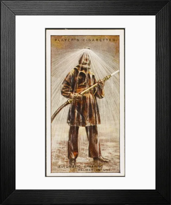 Framed Print : Fire Spraying Helmet Framed Print : Fire Spraying Helmet