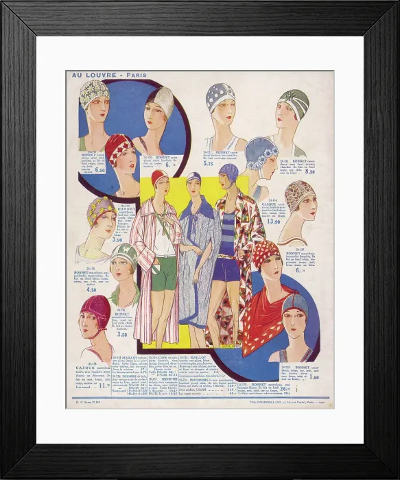 Framed Print : Bathing Caps 1929 Framed Print : Bathing Caps 1929