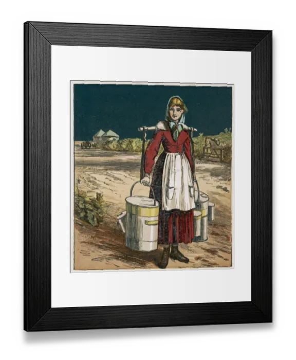 Framed Print : Milkmaid with Pails Framed Print : Milkmaid with Pails
