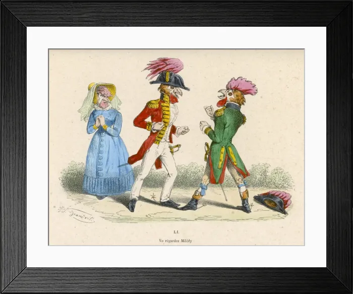 Framed Print : Hen and Two Cocks Framed Print : Hen and Two Cocks