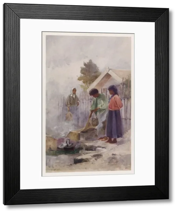 Framed Print : Maori Cook W / Hot Spring Framed Print : Maori Cook W / Hot Spring