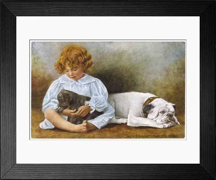 Framed Print : Dog Pup & Child Framed Print : Dog Pup & Child